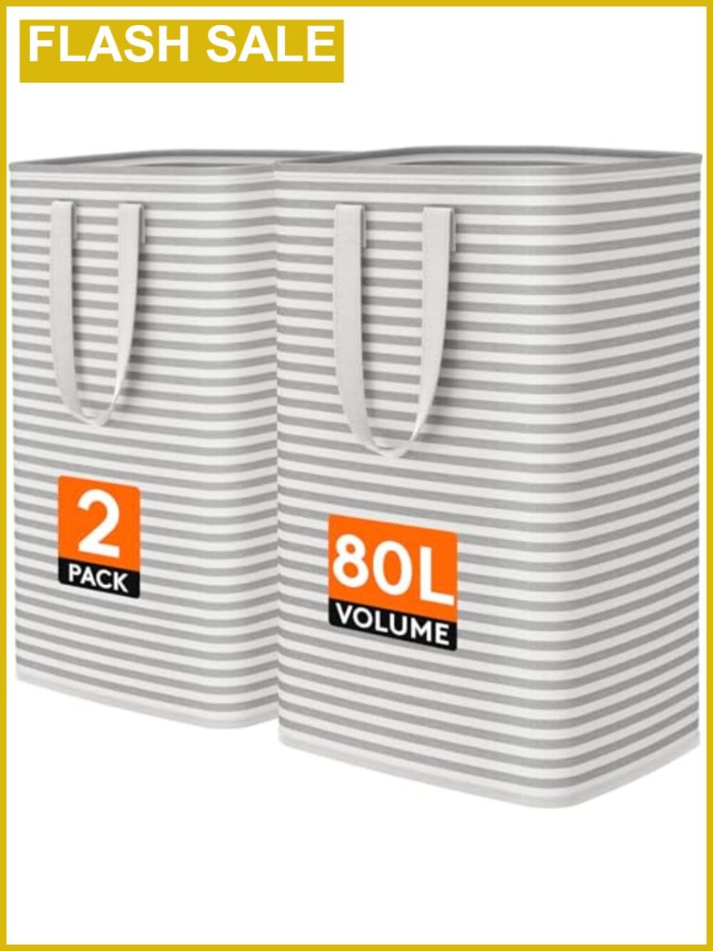 80L Large Laundry Hamper Bags 2 Pack Collapsible Freestanding Polyester